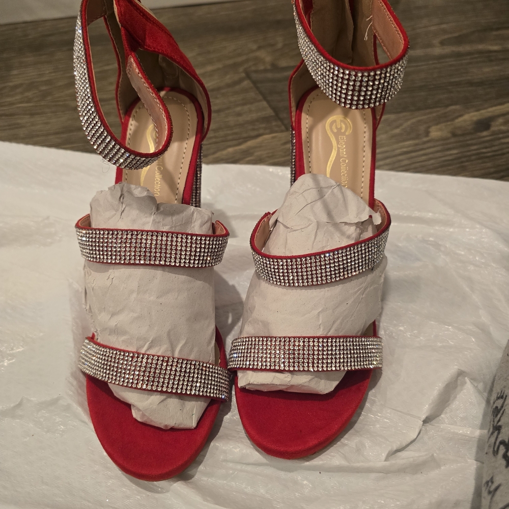Glamorous Red Rhinestone Heels